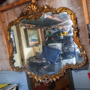 Rare hand carved wood mirror